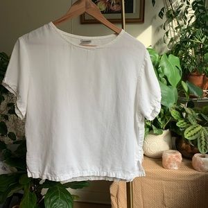 Vintage tencel/linen white box-cut top